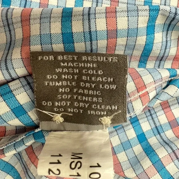 Peter Millar Mens Large Summer Comfort Shirt Long Sleeve Stretch Blue Pink Plaid - Picture 8 of 9